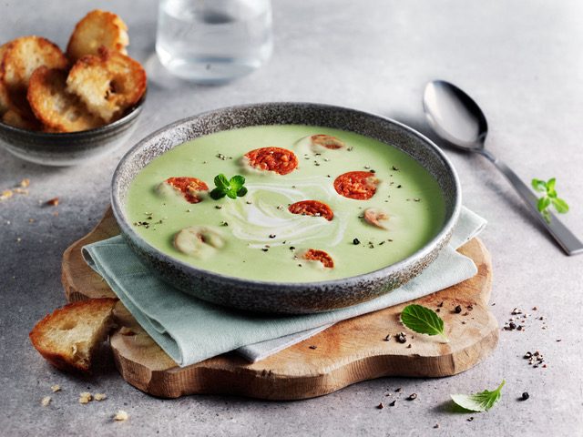 Rezept Passierte Erbsensuppe mit Chorizo (mild)